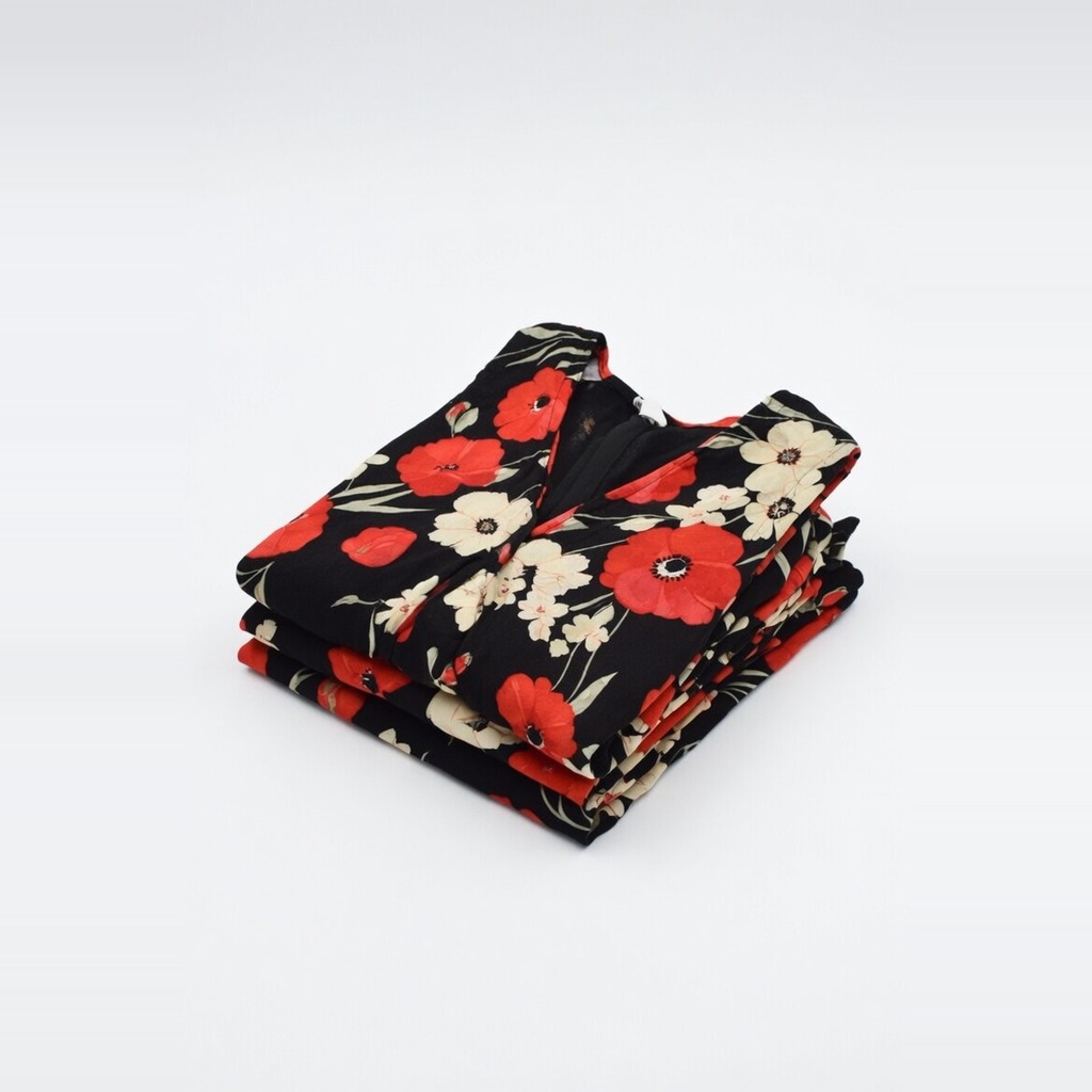 Black Floral Rayon Maxi Dress 2