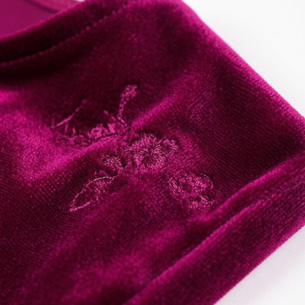 Magenta Velvet Long-Sleeve Dress 3